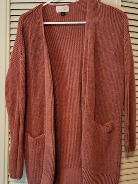 Orange Knit Cardigan Sweater
